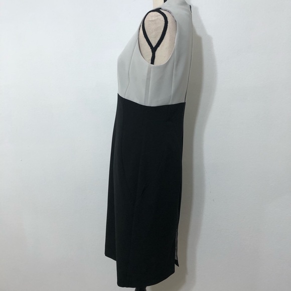 Halogen light Gray and Black Colorblock Mock Neck Sheath Dress Size 4 - Picture 4 of 9